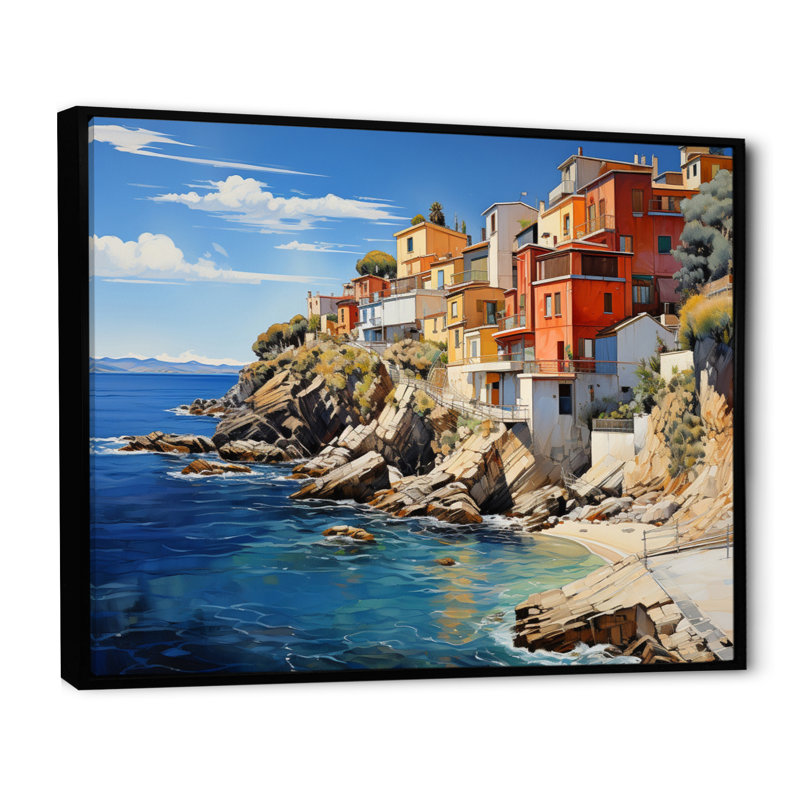 Espagne, littoral espagnol - impression, Cadre flottant noir, H 24 po x l 32 po x P 1 po