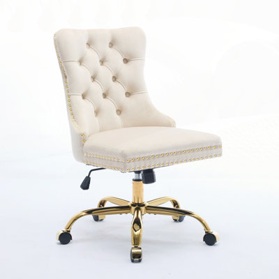 Modern Velvet Upholstered Tufted Button Office Chair by Mercer41