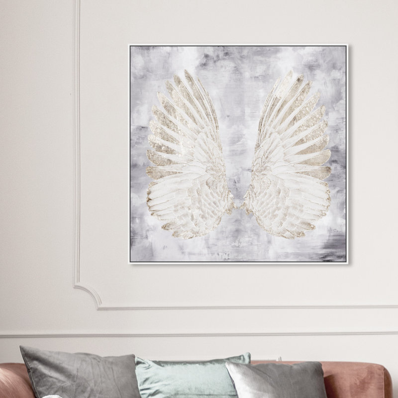 Fashion and Glam My Amethyst Angel Wings, Glam White - impression sur toile tendue, H 36 po x l 36 po, Toile tendue