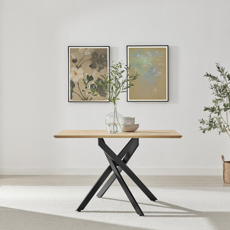 Aminata Veneer & Metal Round Dining Table With Ophelia Fabric Chairs - Modern Statement Design, 4