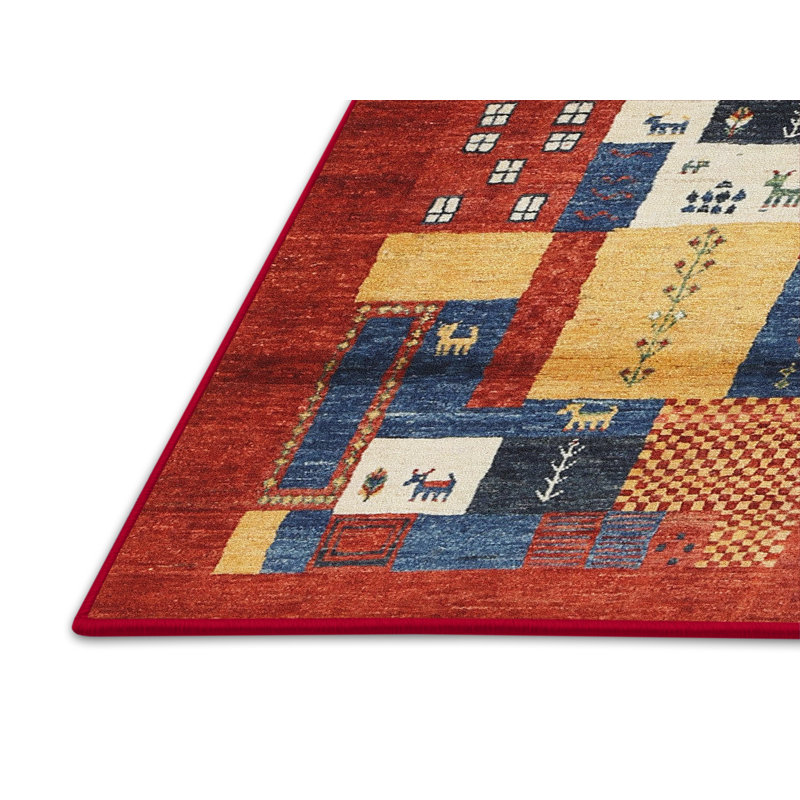 Tapis gris/beige/rouge contemporain, Rectangle 2 pi x 3 pi