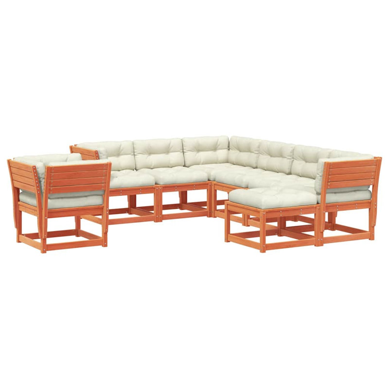 273 cm W Patio Sofa with Cushions, White, Wax Brown