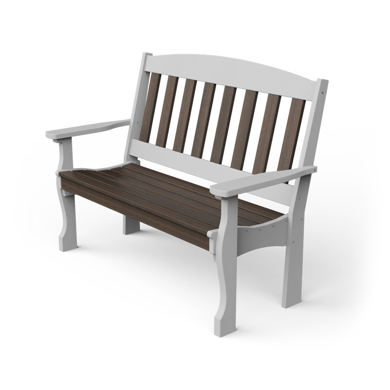 Banc de jardin en plastique Leeroy, Noyer brésilien / blanc