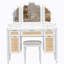 Meuble-lavabo de 44,37 po avec 13 ampoules Hollywood et 3 modes d'éclairage, coiffeuse avec miroir à trois volets; grande coiffeuse avec 5 tiroirs et tablettes et station de charge pour la chambre à coucher, blanc