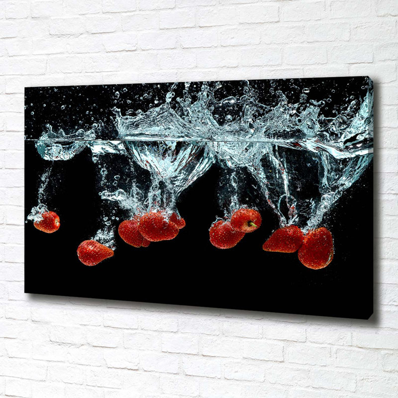 Strawberries Under Water - Wrapped Canvas Print