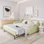 Lit de jour convertible rembourré avec dossier capitonné, canapé-lit polyvalent 3 en 1 avec lit gigogne escamotable et rangement latéral-129411595-129411596