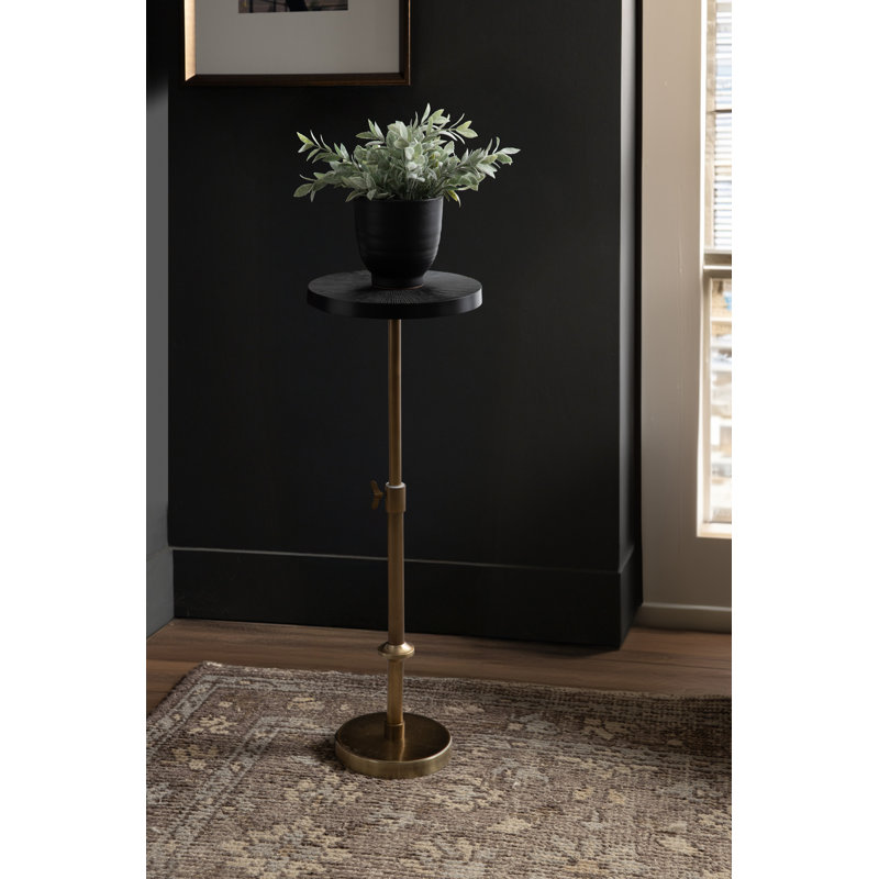Table piédestal en métal Traditional, H 29,75 po x l 10 po x P 10 po, Plateau doré / base noire