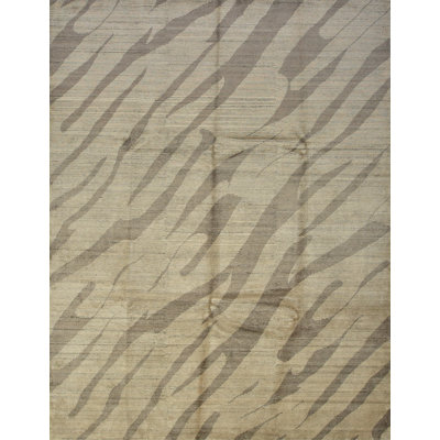 Tapis unique en laine noué à la main beige de 9 pi 3 po x 11 pi 10 po Luddy