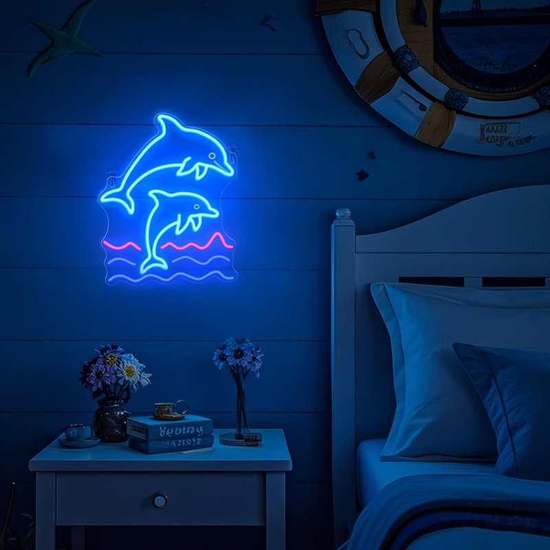 Enseigne lumineuse néon dauphin à intensité variable