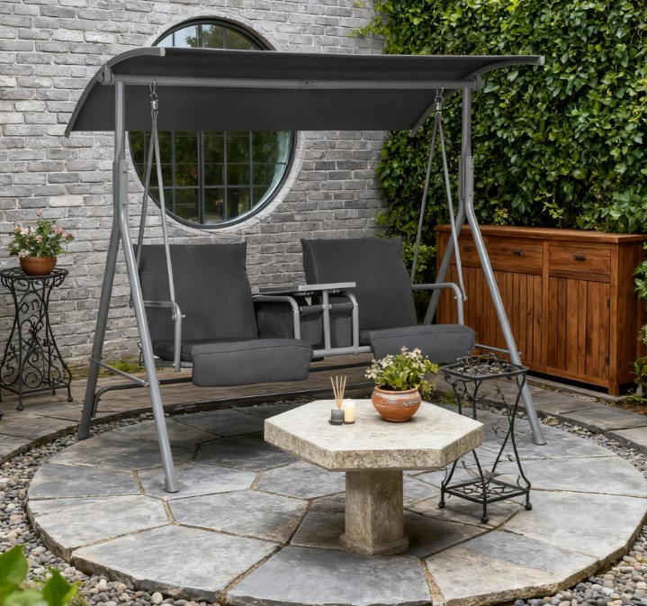 Balancelle d'extérieur pour terrasse de jardin, Gris