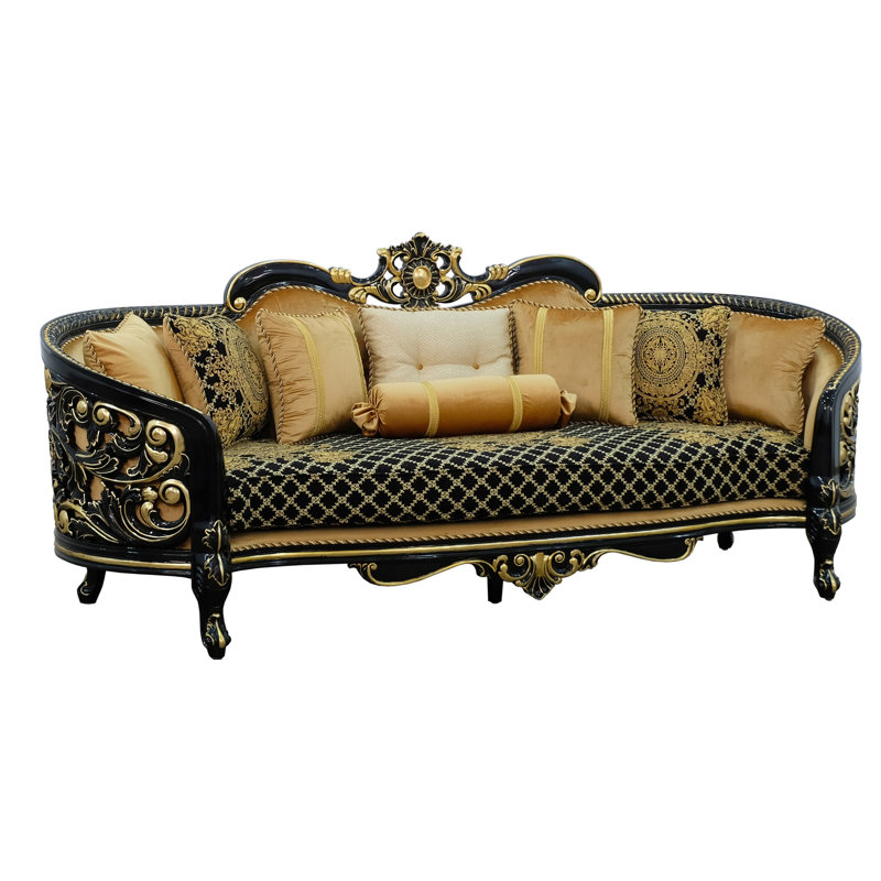 Sofa, Black/Gold/Brown