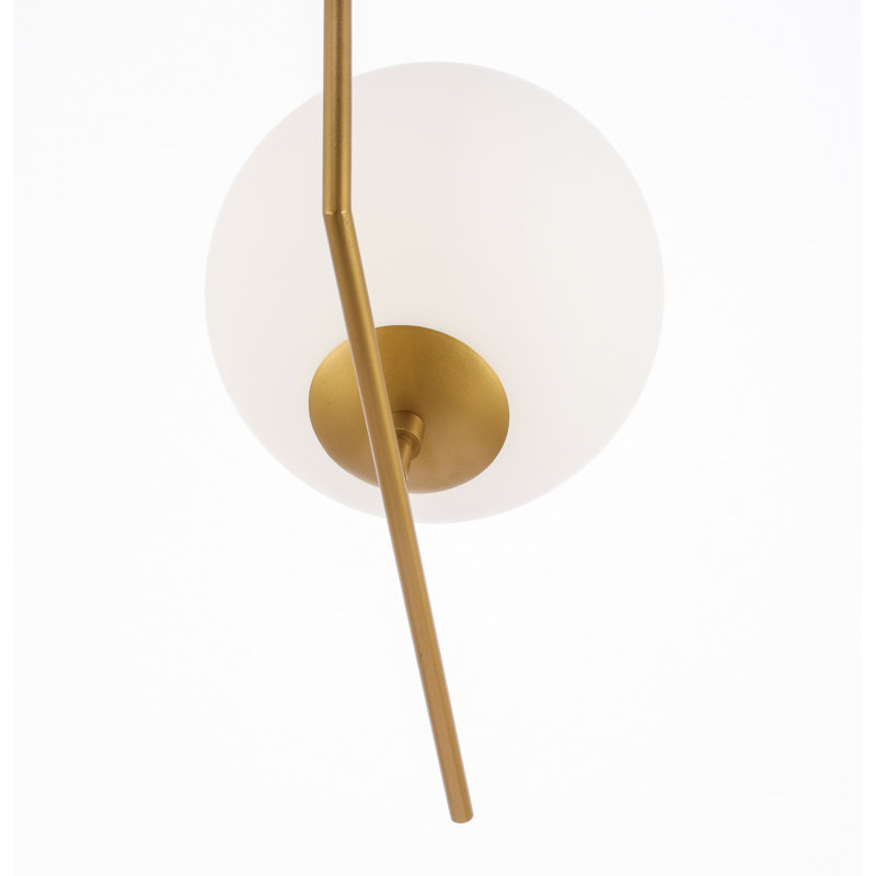 Luminaire suspendu en forme de globe à 1 lumière Suazo, Laiton, Givré