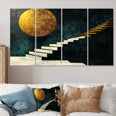 Lune dorée et noire bordée de rêverie I - et décoration murale géométrique - art mural moderne