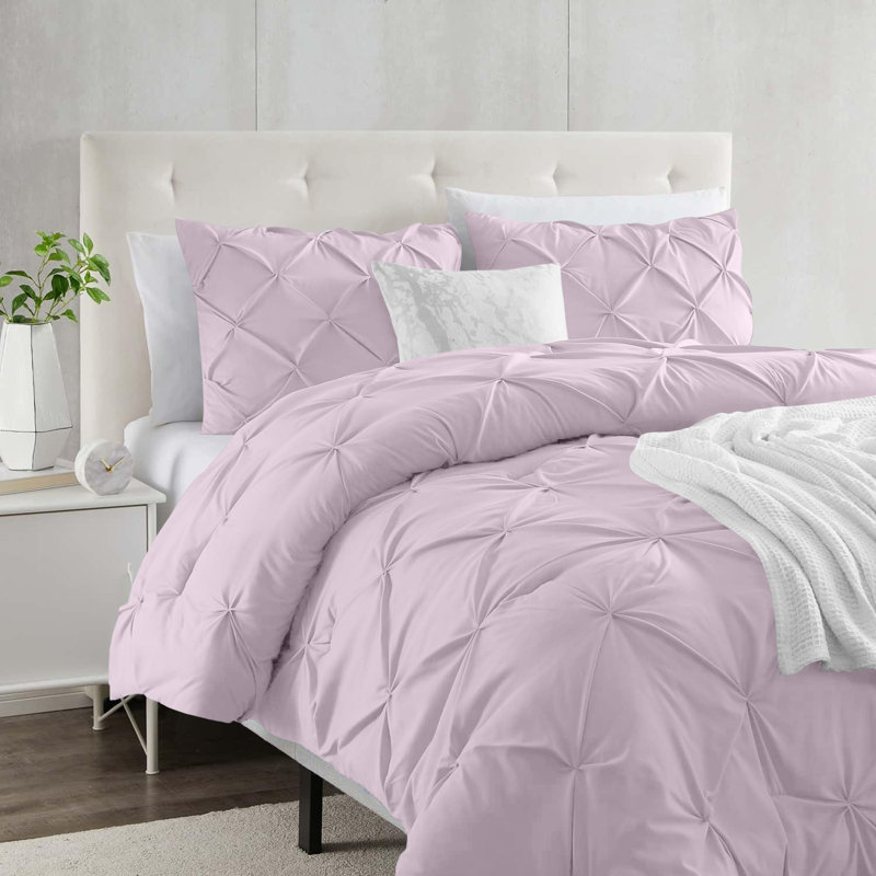 Ameha Microfiber Duvet Cover Set with Pillowcases, Double Duvet Cover + 2 Double Pillowcases, Pink Blush