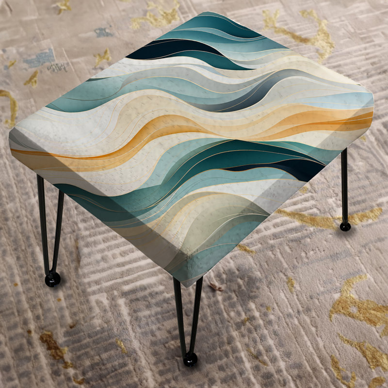 Coastal Reflections - Abstract Rectangle Ottoman