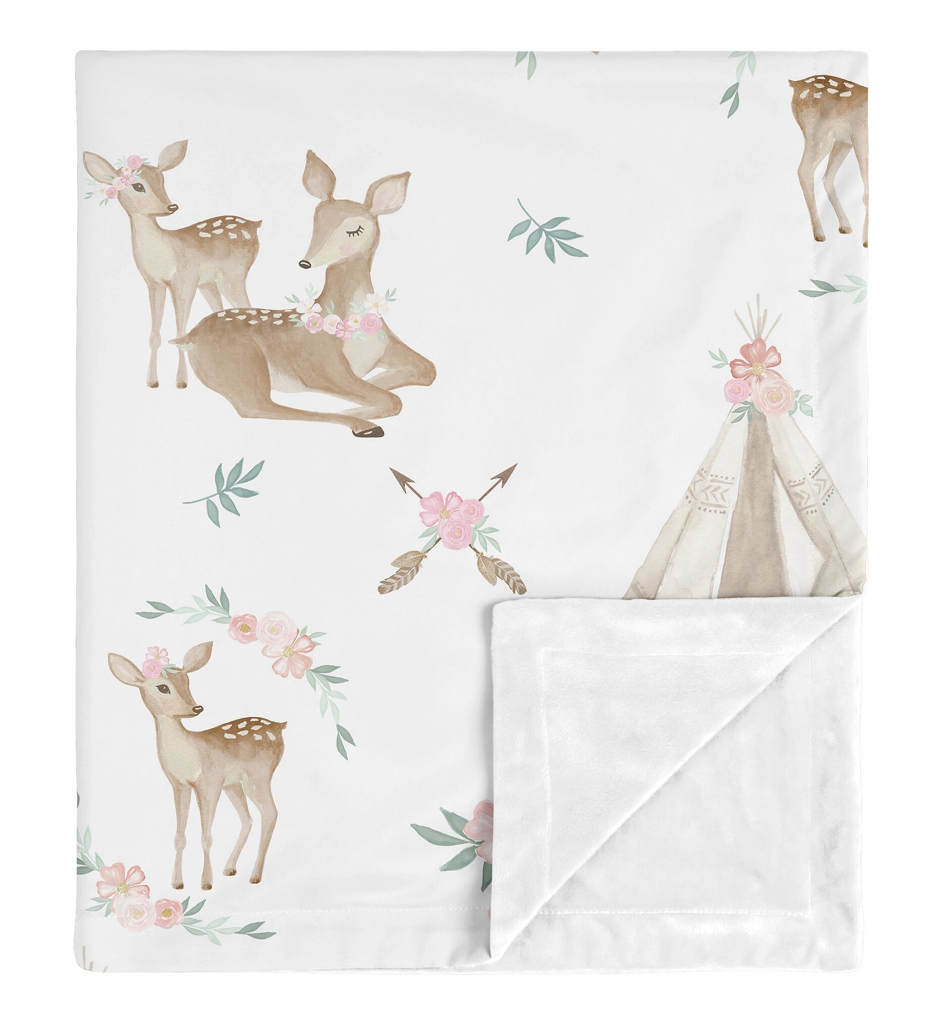 Sweet Jojo Designs Deer Floral Security Baby Blanket & Reviews | Wayfair