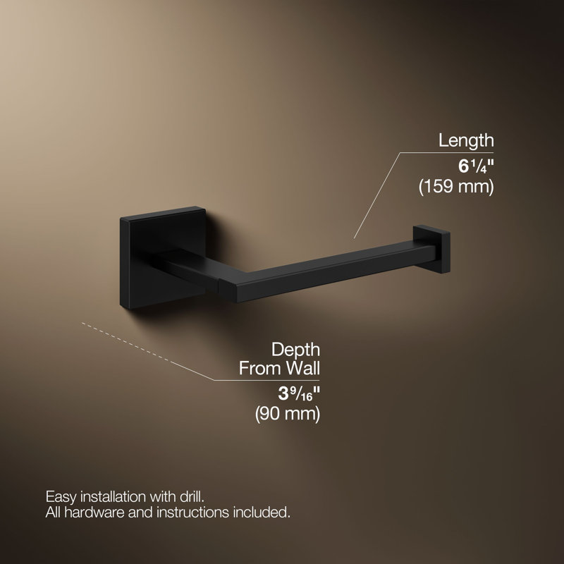 Square Toilet Tissue Holder, Matte Black