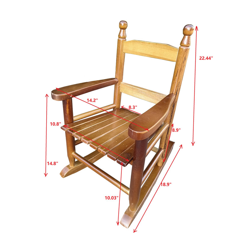 Chaise berçante pour enfants en bois massif au fini chêne pour une utilisation intérieure ou extérieure