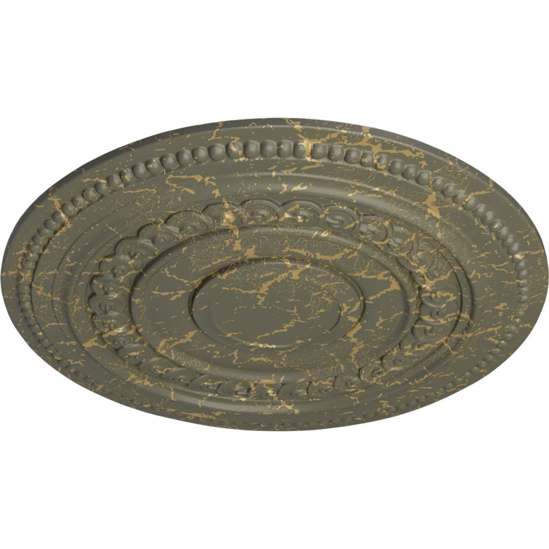 Médaillon de plafond Endurathane Nottingham, DO 18 po x P 3 1/2 po x P 1 1/2 po (convient aux auvents jusqu'à 4 5/8 po), finition or riche peinte à la main