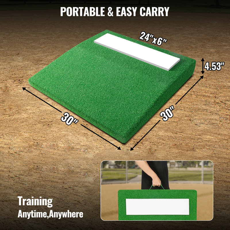 Tapis de jeu portatif pour lanceurs de baseball - 30 x 30 x 4,5 pouces