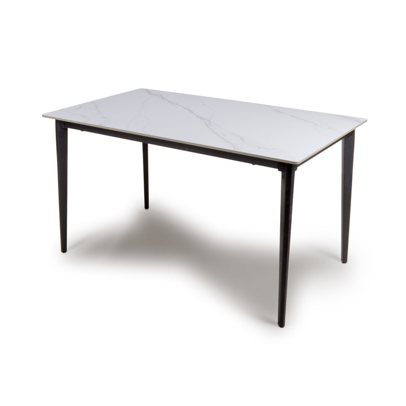 Buisan Stone Top Metal Base Dining Table, White