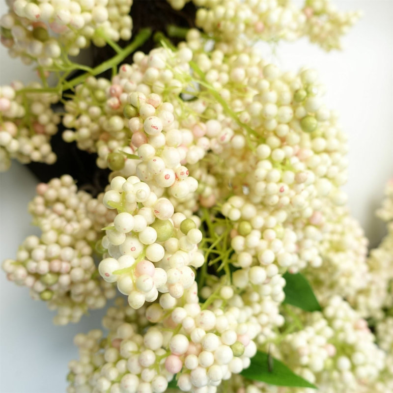 Artificial Hanging Berry Wreath., White