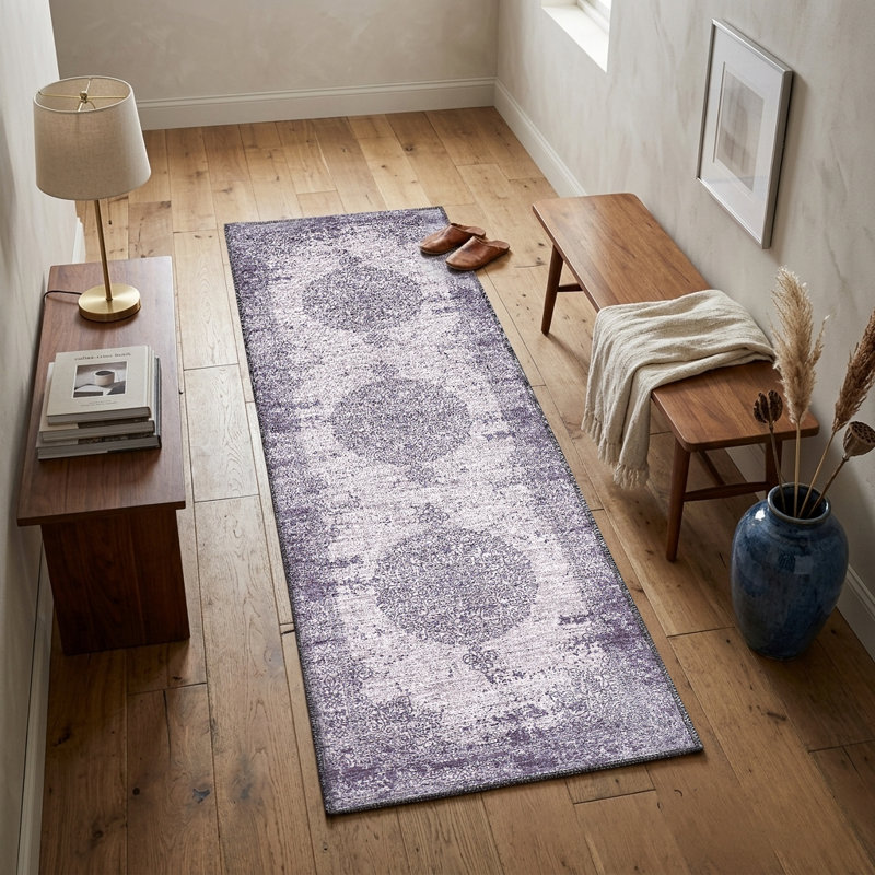 Zehorit Machine Washable Vintage Area Rug For Living Room, Hallway Runner, Entryway Rug, Runner 2' x 6'
