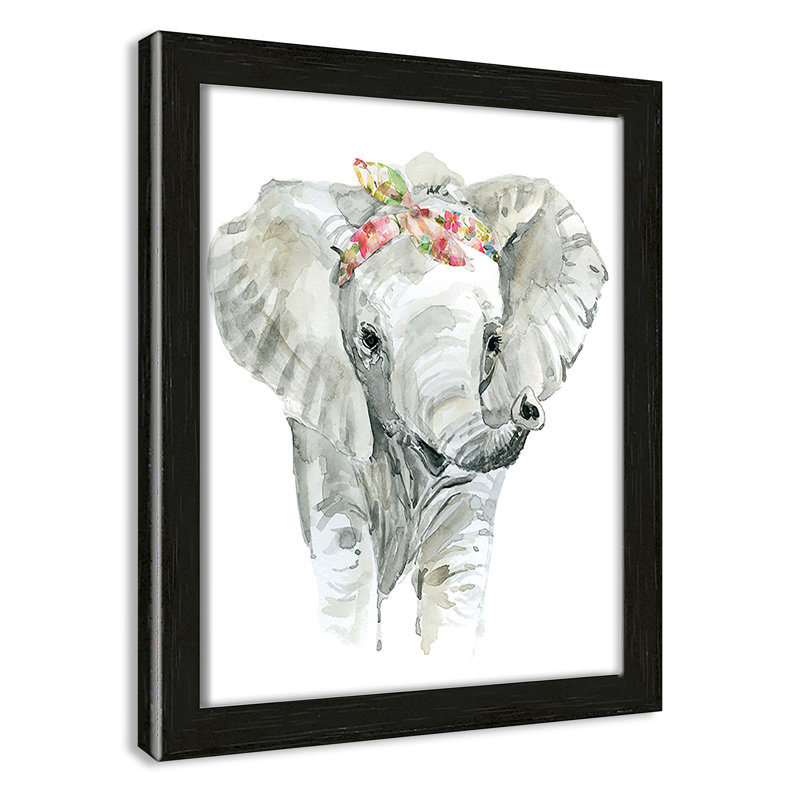 «Savannah Elephant», art encadré, H 10 po x l 8 po x P 1,18 po, Structure noire