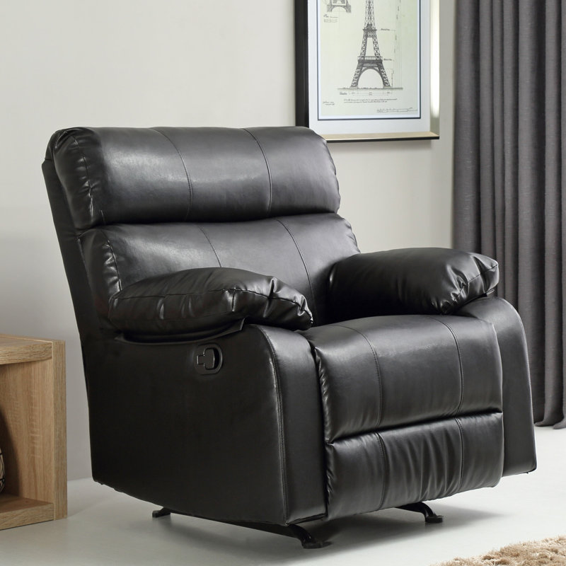 Fauteuil inclinable et berçant Furniture Manny G533-RC, Similicuir noir
