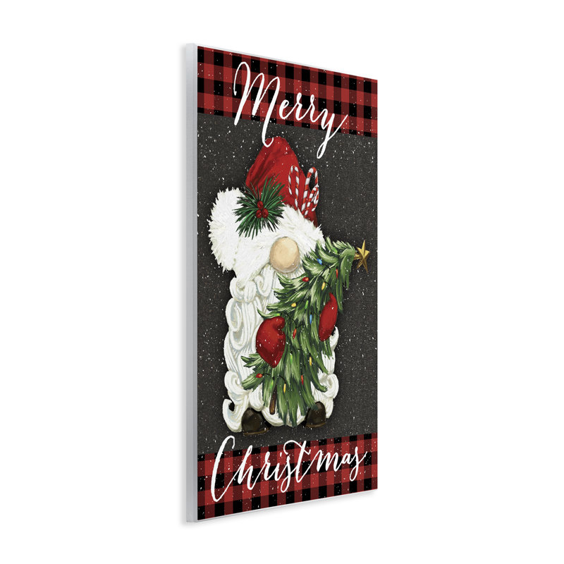 Merry Christmas Gnome & Plaid Wall Plaque, design by Dogwood Portfolio, 15" H x 10" W