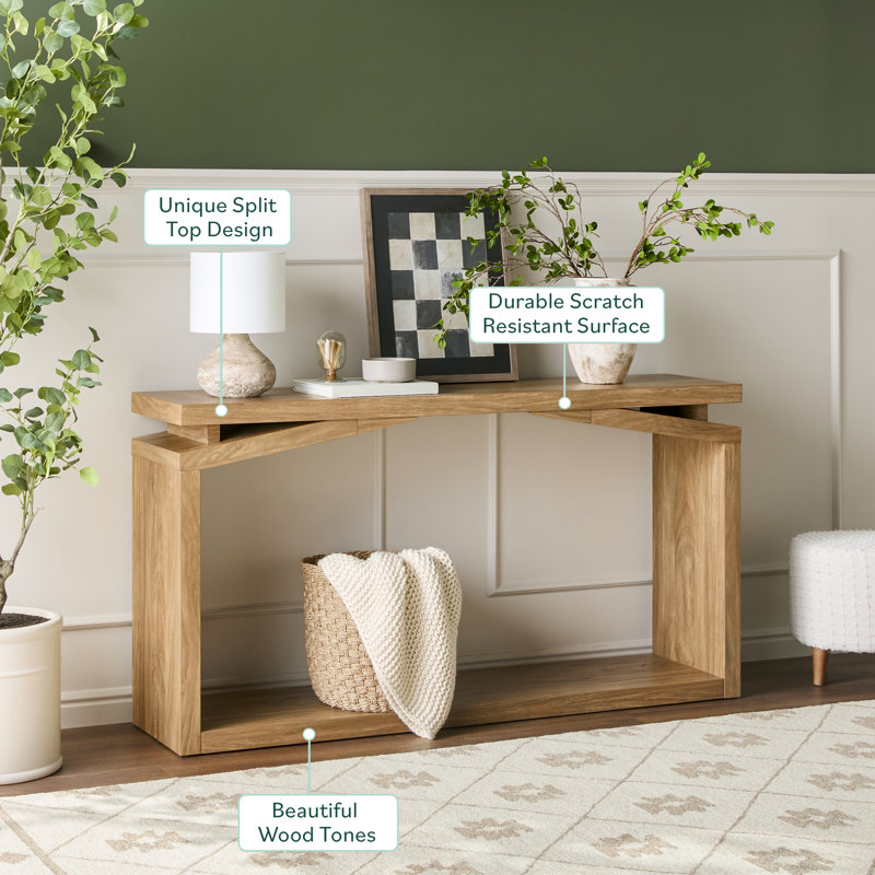 Bateson Modern 60" Entry Console Table, Heritage Oak