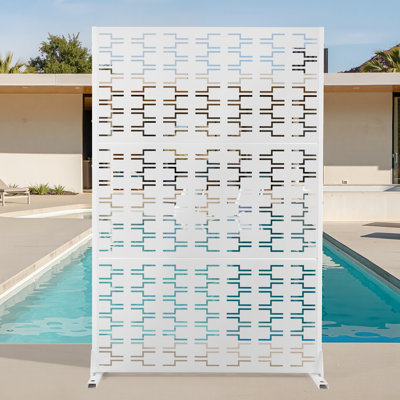Écran d'intimité en métal 72 po H - Panneau de clôture d'extérieur autoportant avec support pour installation à faire soi-même, adapté aux patios, balcons ou terrasses