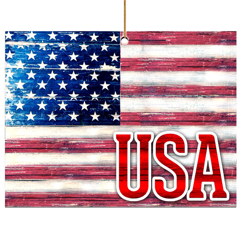 Aimants en bois rustique en forme d’drapeau usa, Ornement