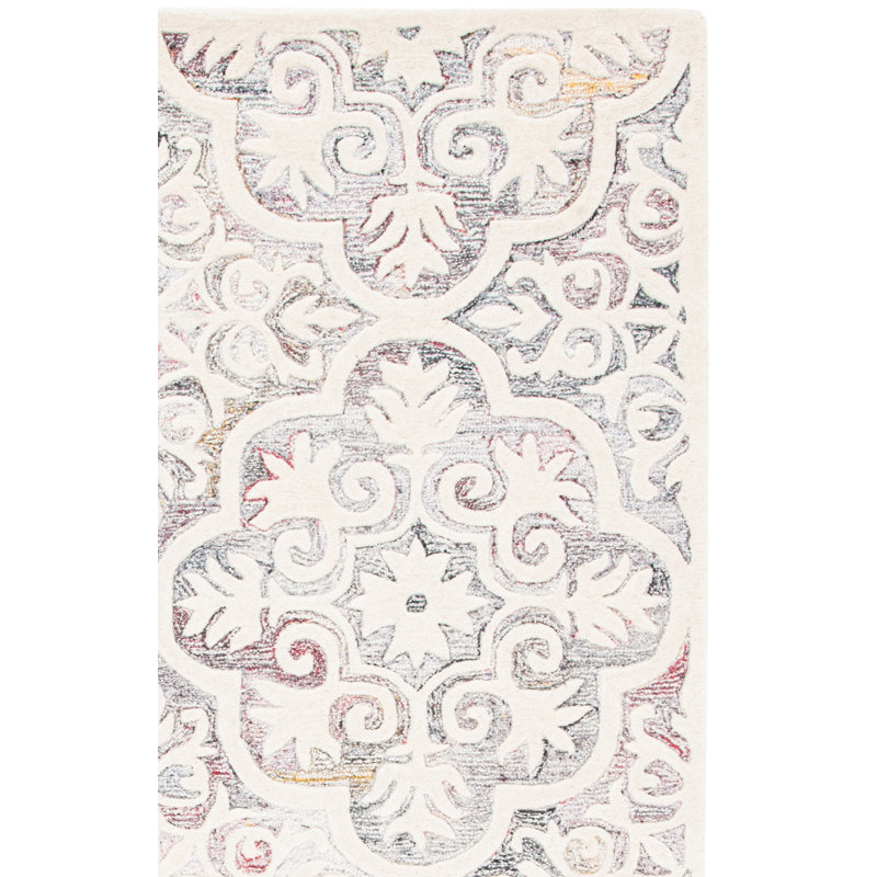 Tapis damassé en laine et en coton touffeté à la main Eliathas, Rectangle 4 pi x 6 pi
