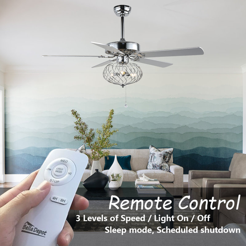 Smithville 52'' Ceiling Fan with LED Lights, Silver