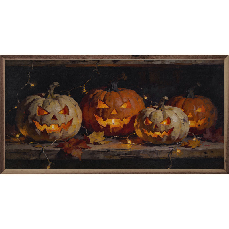 Jack O lanternes avec guirlandes de lumières, H 8 po x l 16 po