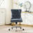 Blue Modern Chenille Upholstered Office Chair, Metal Base, Hand - Crafted Nailhead Trim, Deep Seating, High Rebound Sponge, For Study Pulled Buttons At Back, Wide Sponge-1918711490
