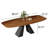 Mid-Century 86" Dining Table for 8-10, Brown Wood Retangle Kitchen Table, Black Stainless Steel legs