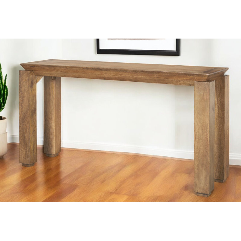 60" Brown Solid Wood Console Table