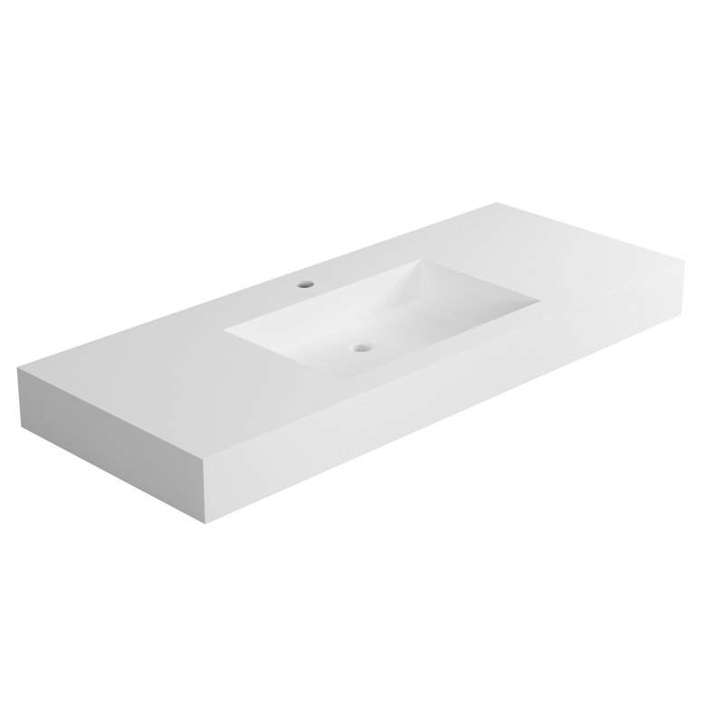 Bathroom Vanity Sink Crafted From Stone Resin Solid Surface - 47.31 In Depth, 18.8 Width, 4.3 Height, 54.38 Lb Adaptable To All Plans, Stain , Flexible Installation Options, Clean Cut Silhouette,