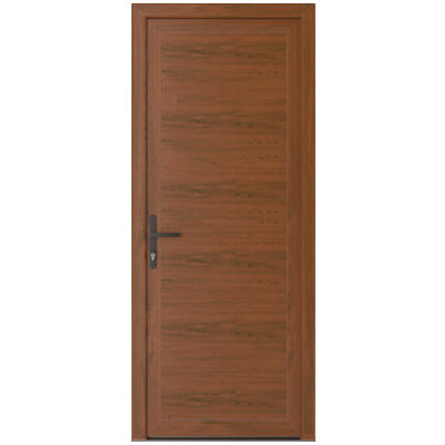Porte avant en verre givré pré-suspendu extérieur en métal | Manux 8111 noyer | Bureau Portes de garage commerciales et résidentielles, patio, l 36 po x H 80 po, à droite
