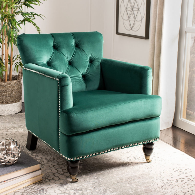 Atkison Upholstered Club Chair, Green Velvet