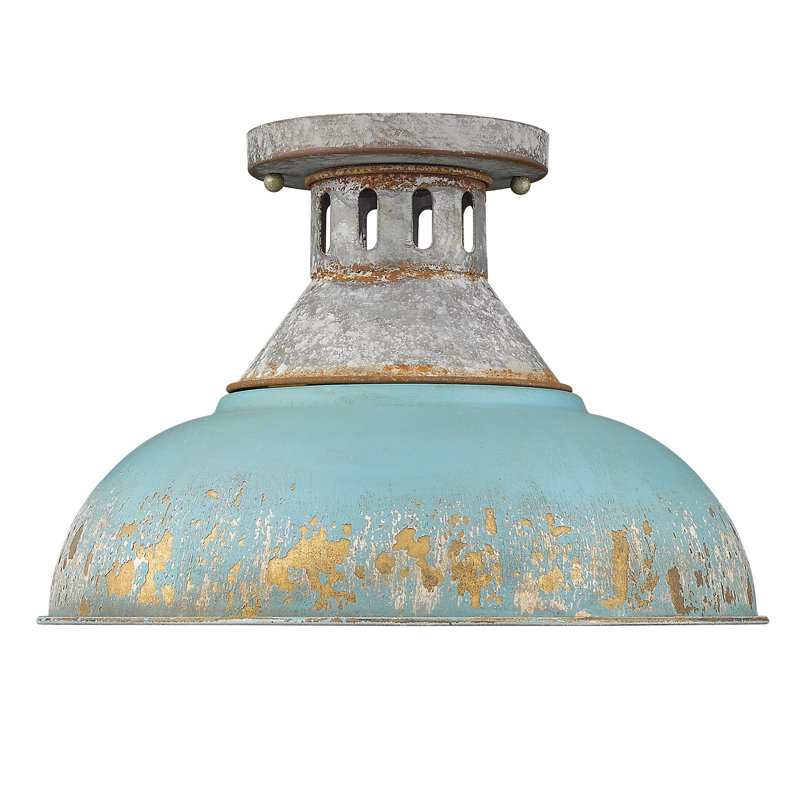 Plafonnier encastré 1 lumière 14 po Mercado, Sarcelle antique