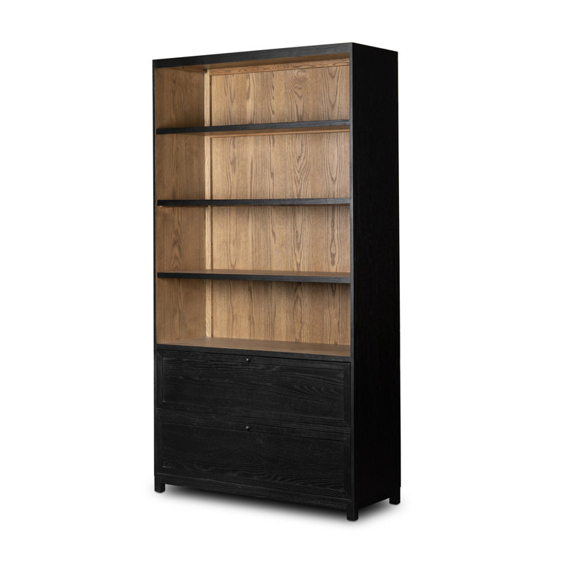Millie Bookcase-Drifted Matte Black Veneer, Drifted Matte Black