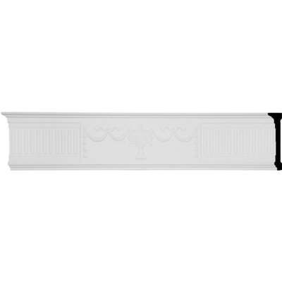 Endurathane Federal Urn & Ribbon Chair Rail, 7 1/2"H x 1 3/4"P x 94 1/2"L, Factory Primed (8-Pack)