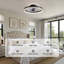 Ventilateur de plafond encastré noir 18 po avec éclairage, moteur à courant continu silencieux à 6 vitesses, DEL à intensité variable pour la chambre à coucher-1625730807