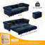 Canapé Chesterfield, canapé-lit gigogne 3 en 1 de 89 po, canapé-lit convertible, canapé-lit très grand, méridienne, canapé en velours 3 places avec repose-pieds mobile, conception capitonnée, bleu-131409557