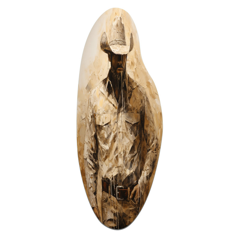 Cowboys incurvé, art mural asymétrique en métal, H 38 po x l 15 po x P 1 po
