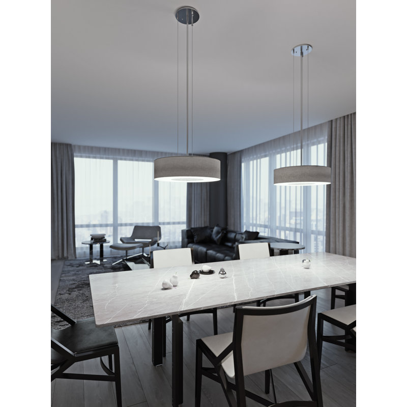 Luminaire suspendu tambour simple à 1 lumière Frerichs, Gris