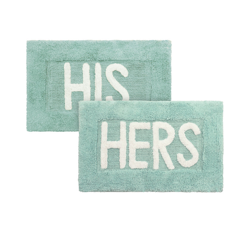 Cotton Blend Bath Rug, Aqua Blue